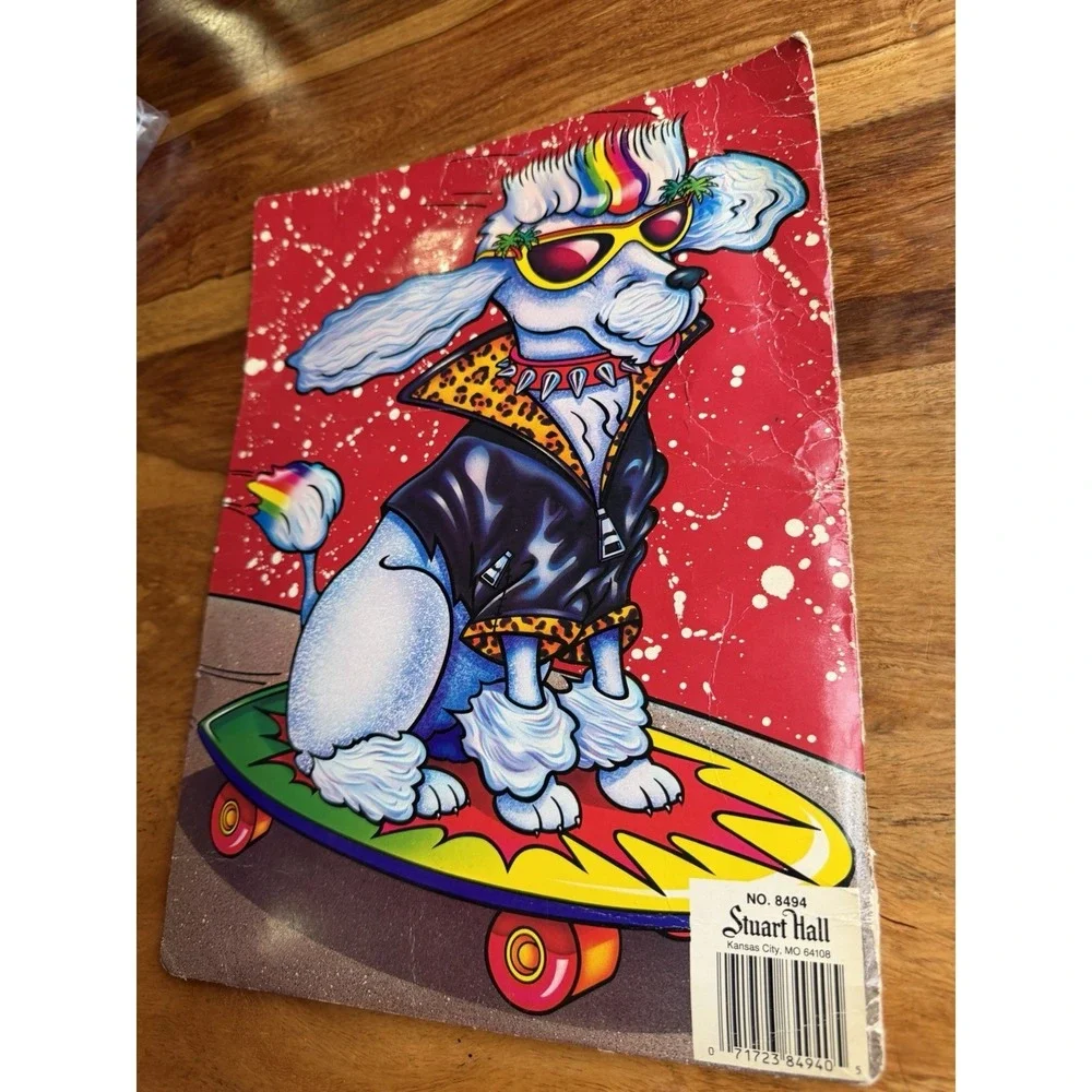 Vintage Lisa Frank Skateboarding Poodle Stuart Hall #8494 Folder Name Used Read